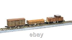 N Scale Woody Joe Wooden Diesel Locomotive withBox Car & Gondola Wagon Kit Freight