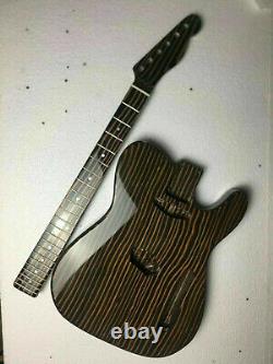 New Zebra wood electric guitar body and neck guitar kit 25.5 scale length