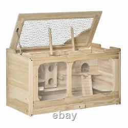 PawHut Wooden Hamster Cage Small Animal Kit Play House for Indoor