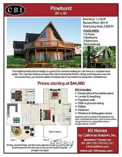Pinehurst Prefab A-Frame Kit Home-Pre-fab, panelized, delivered ready to build