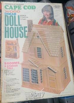 Rare Vintage ARROW Cape Cod Wood Dream Dollhouse Kit #695 Un-Opened Box 1970's