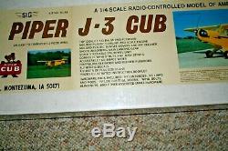 Sig 1/4 Scale Piper J-3 Cub Balsa R/C Airplane Kit, 105 WS, NEW and UNOPENED