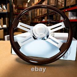 Steering Wheel & Hub Kit 18 Dual Classic Dark Wood Smooth Horn (Freightliner)