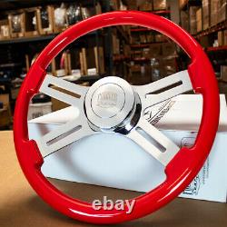 Steering Wheel & Hub Kit 18 Dual Classic Red Wood Smooth Horn (Freightliner)