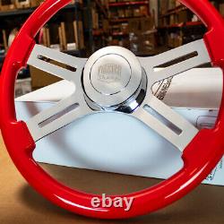 Steering Wheel & Hub Kit 18 Dual Classic Red Wood Smooth Horn (Freightliner)