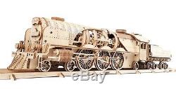 UGears V-Express Steam Train with Tender Wooden Mechanical Model 538 Pieces