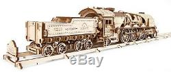UGears V-Express Steam Train with Tender Wooden Mechanical Model 538 Pieces