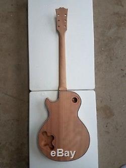 Unfinished electric guitar body and neck, burl wood veneer electric guitar kit