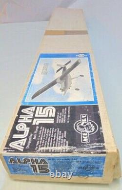 Vintage NOS ACE R/C ALPHA 15 Wood RC Airplane Kit 50 Wingspan