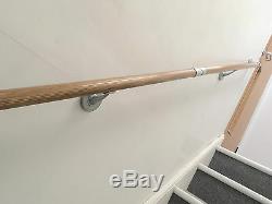 Wall Mounted Wood-Effect Handrail Kit Staircase Broom Handle Mop Stick Rail