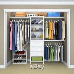 Wood Closet Organizer Kit Shelving System Standard White