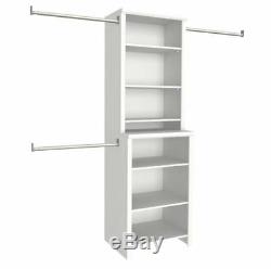 Wood Closet Systems, 8-Shelves 25 in. White Clothes Storage, Closet Organizer Kit