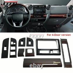 Wood Grain Interior Dash + Door Lock Kits 4-Door For Toyota Land Cruiser LC76 77