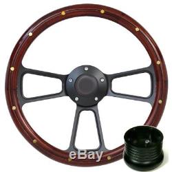 Wood Steering Wheel Complete Billet Kit for Ford Mustang, Galaxie, Thunderbird