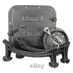 Wood Stove Barrel Kit Cast Iron Heat Drum Gallon Door Cabin Lodge Workshop Heavy
