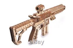Wood Trick Assault Gun AR-T Rifle Mechanical Wooden 3D Puzzle Model DIY Kit Gift