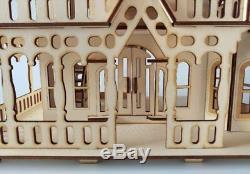 Wooden Dolls House Victorian gothic Dollhouse decorative craft wood Kit or built