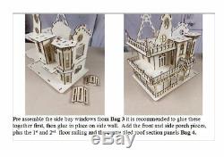 Wooden Dolls House Victorian gothic Dollhouse decorative craft wood Kit or built