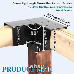 Zootopo 3-way/4-Way Corner Wood Brackets /4 4 Post Base 4x4 Stainless Steel Kit